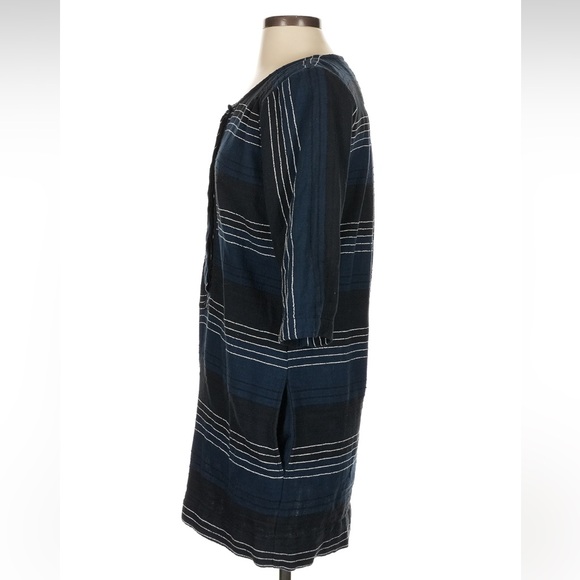 Ace & Jig Cotton Blend Tunic style mini dress Blue and Black Stripe - Picture 4 of 8